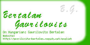 bertalan gavrilovits business card